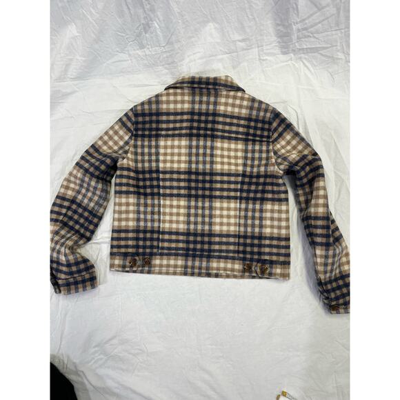 Rails Steffi Plaid Cropped Jacket, Size Small, Flannel Wool Blend, Blue/Beige - Picture 13 of 13